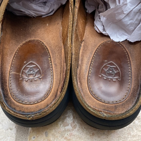 ARIAT Brown Suede Leather Clog Shoes Women’s Size 10 Western Work Cutouts Studs - Picture 12 of 12